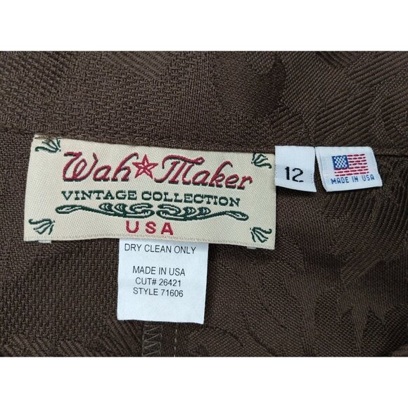 Vtg Wah Maker 2 Pc Skirt Set Brown Jacket Sz 8 Maxi Skirt Sz 12 Button Front USA - Picture 9 of 10